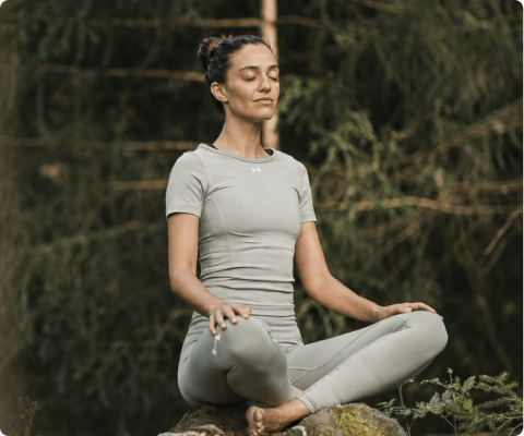 Yoga and fitness session in the mountains